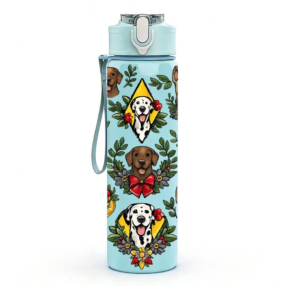 1PC Bohemian Leaf Flower Botanical Print 750ml Color Plastic Sports Water Bottle Leakproof Flip Straw Lid Suitable for Sports Office Home Use