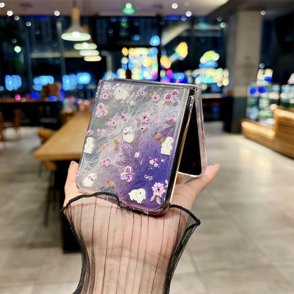 For Motorola Moto Razr 70 60 Pro 50 Ultra Gradient Flower Pattern Phone Case Bracelet Protection PC Hard Shell Back Cover