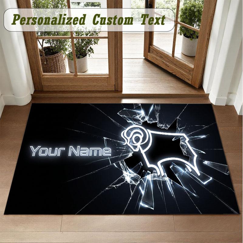 Crystal Velvet Square Rug Custom NameDerby County Pattern Non Slip Home Floor Decor Rug