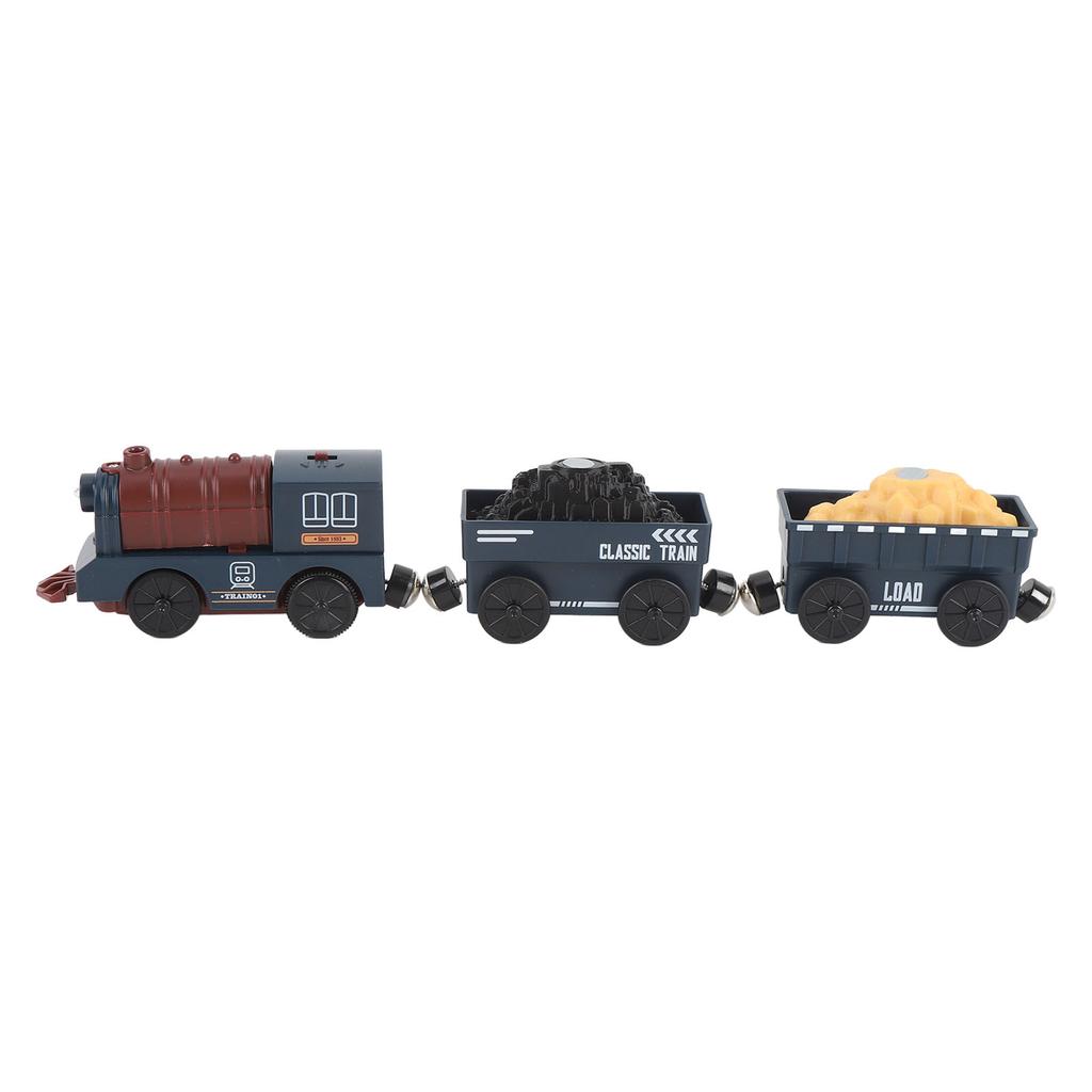 3pcs Toddler Train Set Toy Retro Electric Train Playset Classic Blue Small Train Toy for Kids