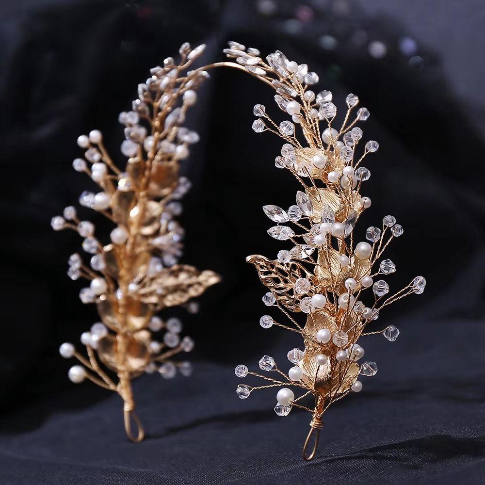 Handmade Bridal Headband Zinc Zinc Alloy Leaf Bridal Tiara Hair Vine Retro Crystal Headpiece Bridal Party