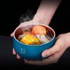 Японская двухслойная миска для рамэна с крышкой из нержавеющей стали для рисового супа, миски для лапши быстрого приготовления, контейнер для еды, кухонная утварь