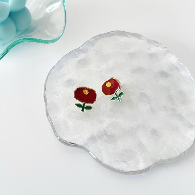 Новые серьги-гвоздики с искусственным жемчугом и красной розой для женщин, корейские серьги-кисточки с цветком и стразами, ювелирные изделия для свадебной вечеринки невесты