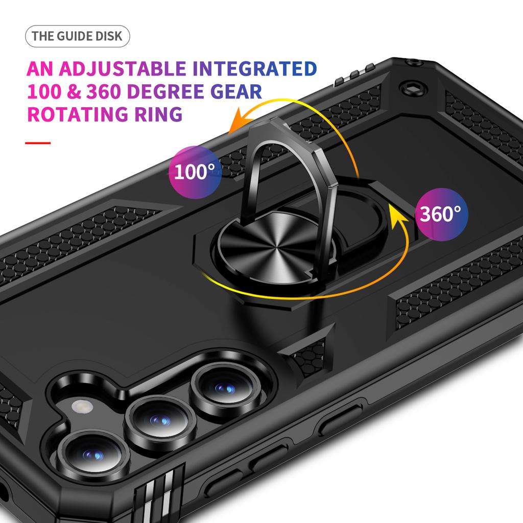 Чехол для Samsung Galaxy S24 FE, PC+TPU, чехол для телефона с вращающейся подставкой-кольцом