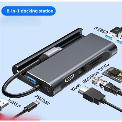 8 в 1 USB C Hub многопортовый адаптер с HDMI USB 3.0 портами для ноутбука телефона Type C док-станция