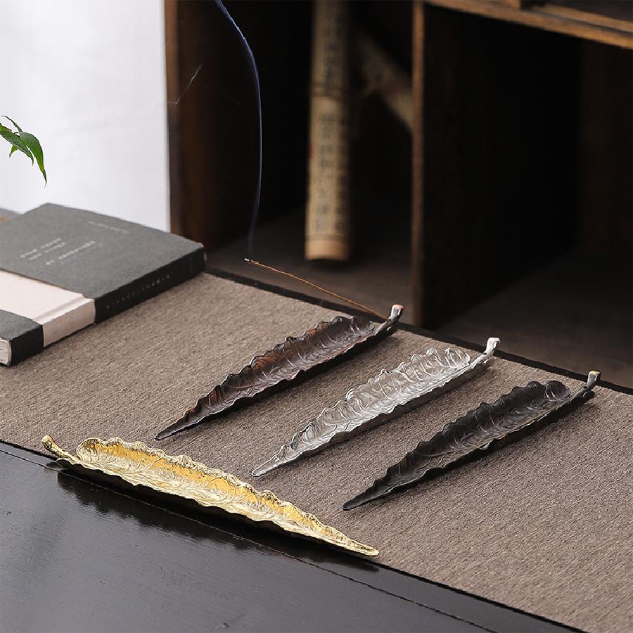 Подставка-горелка для благовоний из цинкового сплава в форме листа для релаксации, металлический настольный декор, держатель для аромапалочек, элегантная ароматерапия