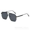 New polygonal European beautiful woman personality double beam retro big face sunglasses men driving metal sunglasses