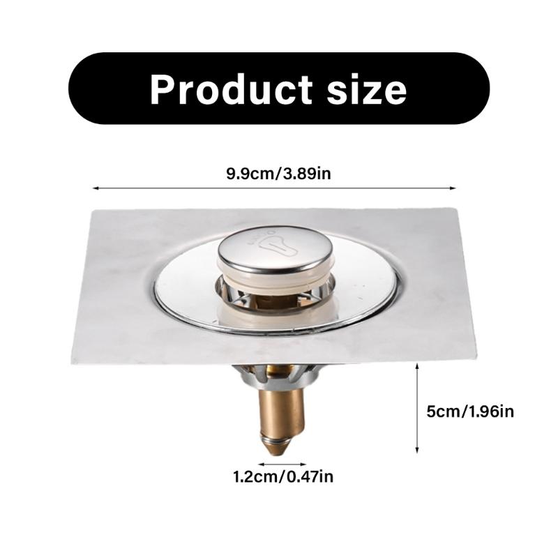 Foot Floor Drain Stainless Steels Square Shower Drain Square Shower Room Cover Plug Fast Draining Hair Catcher Strainer