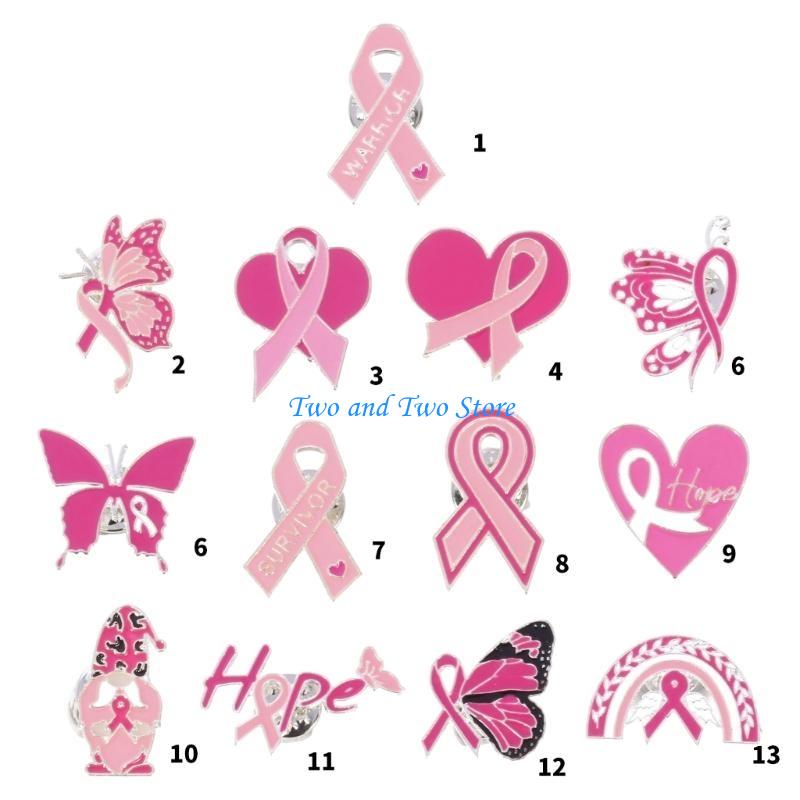 HX6F Health Awareness Pink Ribbon Brooch for Women's Day Festivities Alloy Lapel Pin