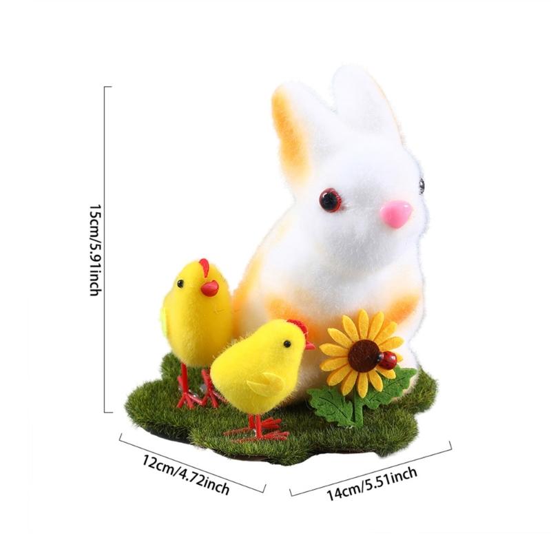 Easters Bunnies Rabbit Decorations Bunnies Eggs Flocking Table Decorations Decorative Statue Outdoor Artificial Figurines