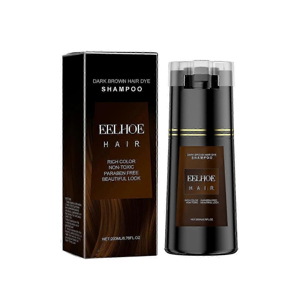25-26 1-6pcs EELHOE Plant-Based Multi-Color DIY Hair Dye Shampoo Gentle Coloring Hair Care 200ml - Brown