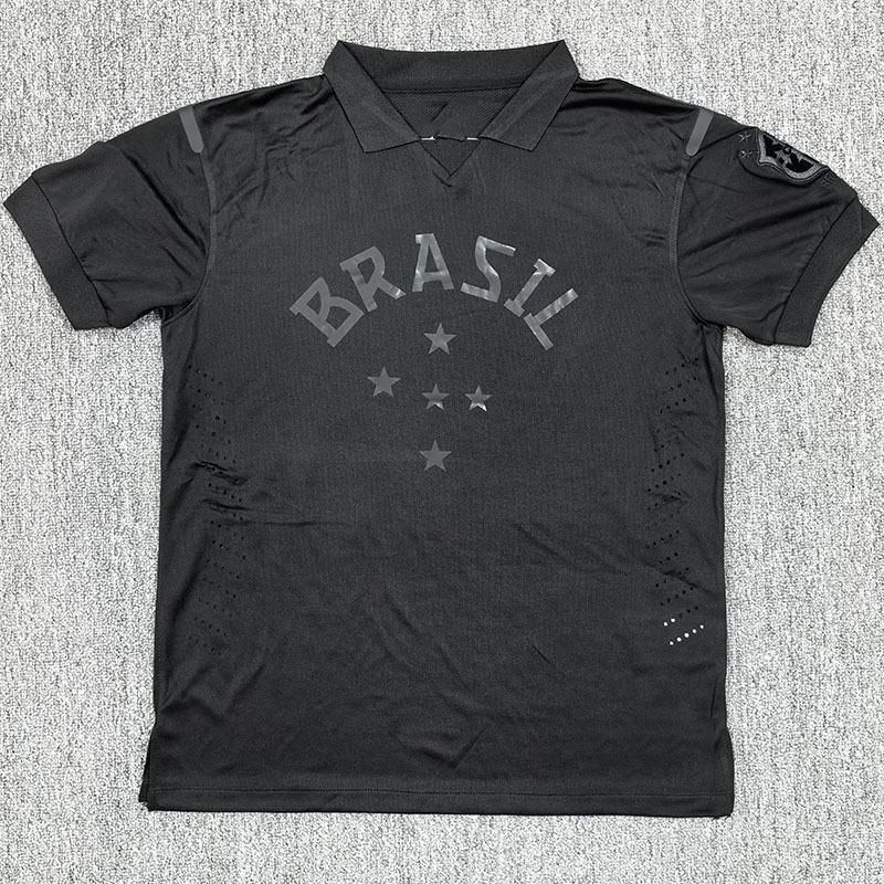Ретро выездная черная футбольная футболка Бразилии 13-14 (S-2XL)
