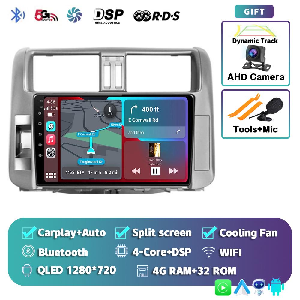 Android 14 Carplay автомобильное радио для Toyota Land Cruiser Prado 150 2009-2013 Мультимедийный видеоплеер Навигация Стерео Головное устройство DSP