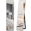 Full Length Mirror, 156 x 37 cm Rectangular Full Body Mirror with Stand, Floor Standing, Hanging or Leaning Against Wall for Bedroom Cloakroom, Black