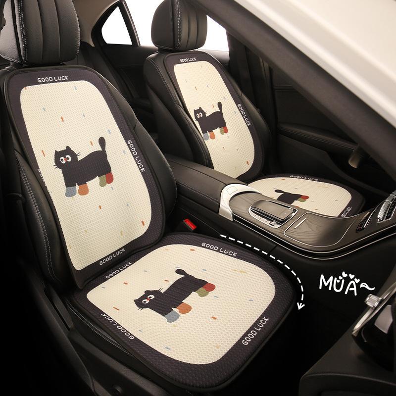 Universal Four Seasons Cute Cartoon Cat Headrest Car Seat Cushion Covers Black Cat Lumbar Support Car Interior Accessories