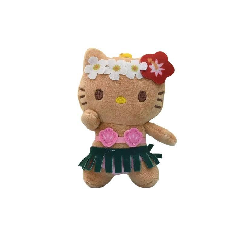 Cute Cartoon Hello Kitty Plush Keychain Adorable Kt Doll With Black Leather