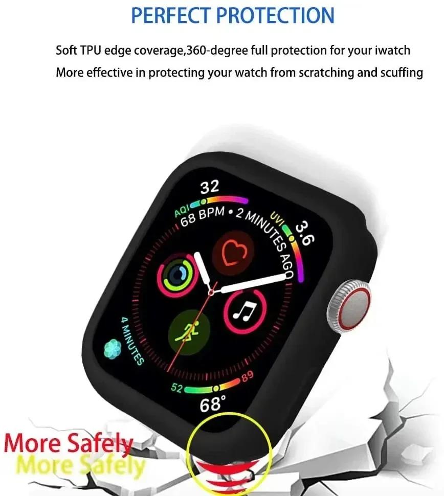 Силиконовый чехол для Apple Watch Case 10 42мм 46мм 44мм 40мм 45мм 41мм Аксессуары Бампер Защитная оболочка iWatch series SE 6 7 8 9