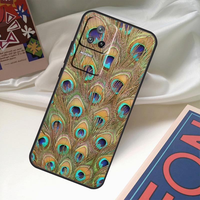 Bird Peacock Feather Case For POCO X6 Pro M6 X5 X3 M5s F3 F5 Xiaomi 14 Ultra 13 12 Lite 11T 12T 13T Pro Coque