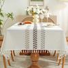 SR-tools Tablecloth, Nordic Embroidered Pattern, Water-Repellent, Washable, Tassel, Square, Rectangular, Dining Room Decor, Variety, Polyester, Linen,