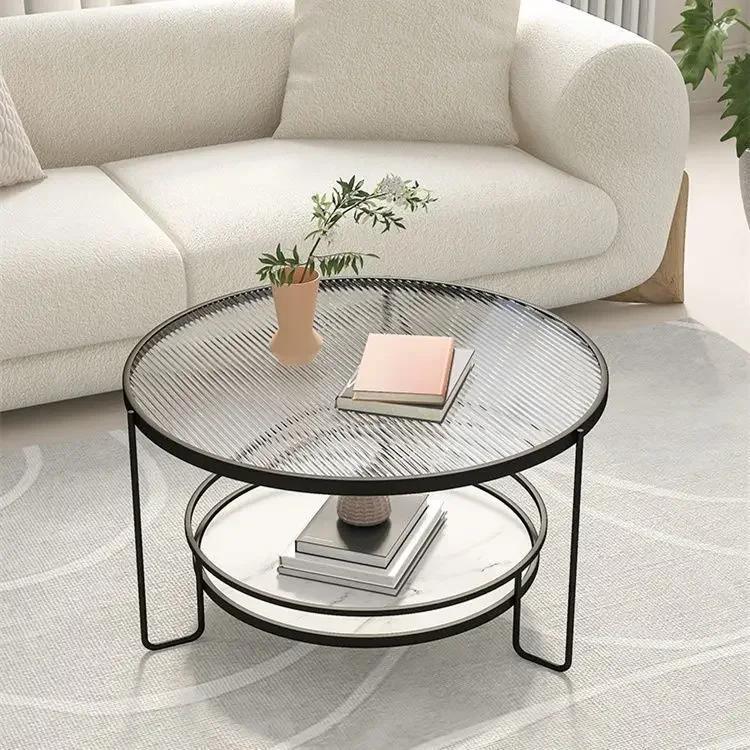 Nordic Light Luxury Закаленный стеклянный журнальный столик для гостиной Мебель для дома Творческий отдых Круглый чайный столик Край