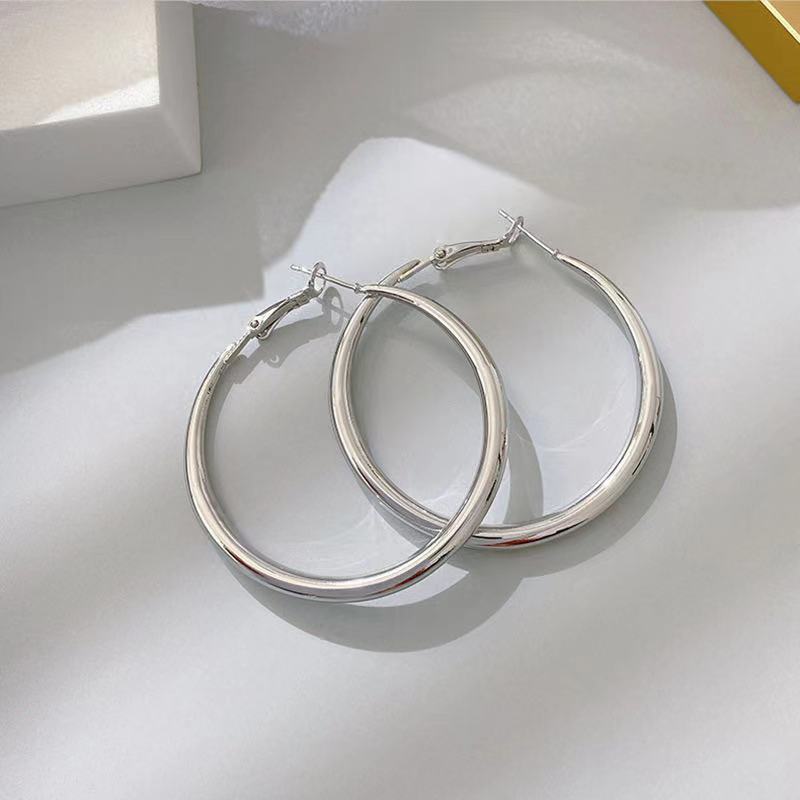 Геометрия Неправильные Гладкие Металлические Серьги-Пряжки для Ушей для Женщин Девушек Винтажная Мода Золотистого Цвета Овальные Серьги Панк Набор с Цирконами