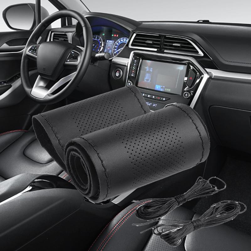 Чехол на руль из натуральной кожи, ручной работы, нескользящий, верхний слой из коровьей кожи, впитывающий пот, универсальный для всех сезонов.