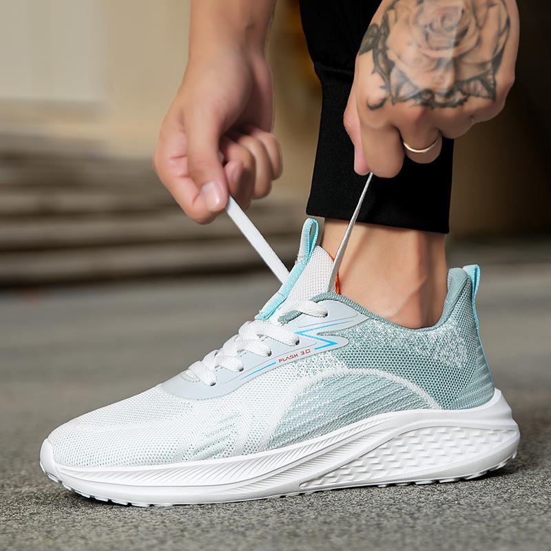 Модная мужская обувь для бега Летняя сетчатая обувь для активного отдыха и пешего туризма Мягкая подошва Легкая Тренировочная Дышащая Повседневная обувь для пробежек Tenis Masculino