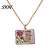 Minimalist Book Pendant Women Birth Flower Necklace, Floral January to Everyday Wear Necklace December Month Gift for Wife Girlfriend Unique