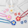 Soft Clay Flower Necklace Earrings Set Flower Jewelry  Beach Vacation Accessory