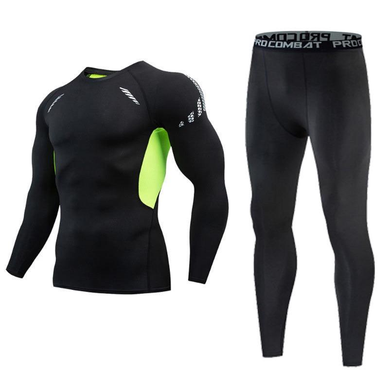 2 шт. Мужской компрессионный спортивный костюм GYM Tight Sports Yoga Fitness Sets Leggings