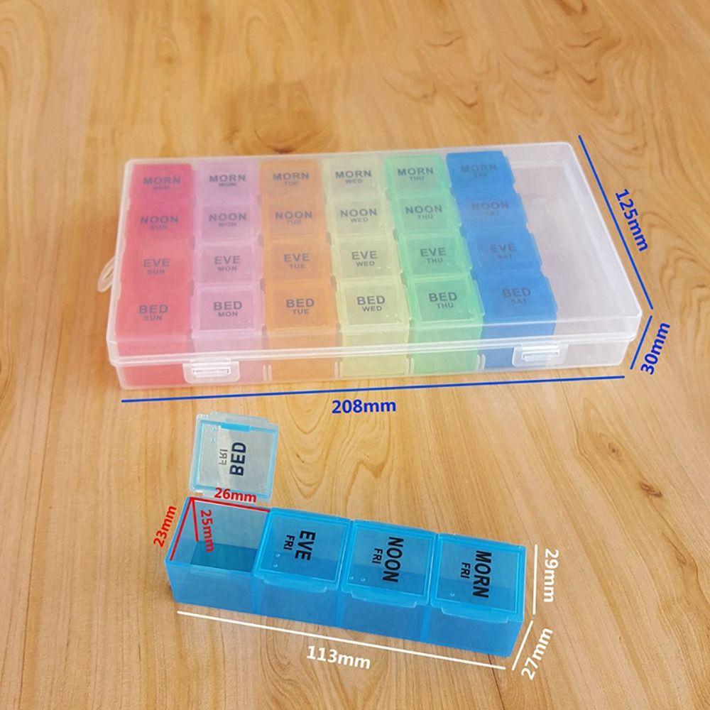Еженедельная коробка для хранения лекарств на 7 дней, 28 ячеек, контейнер для таблеток, красочный органайзер для таблеток, для улицы