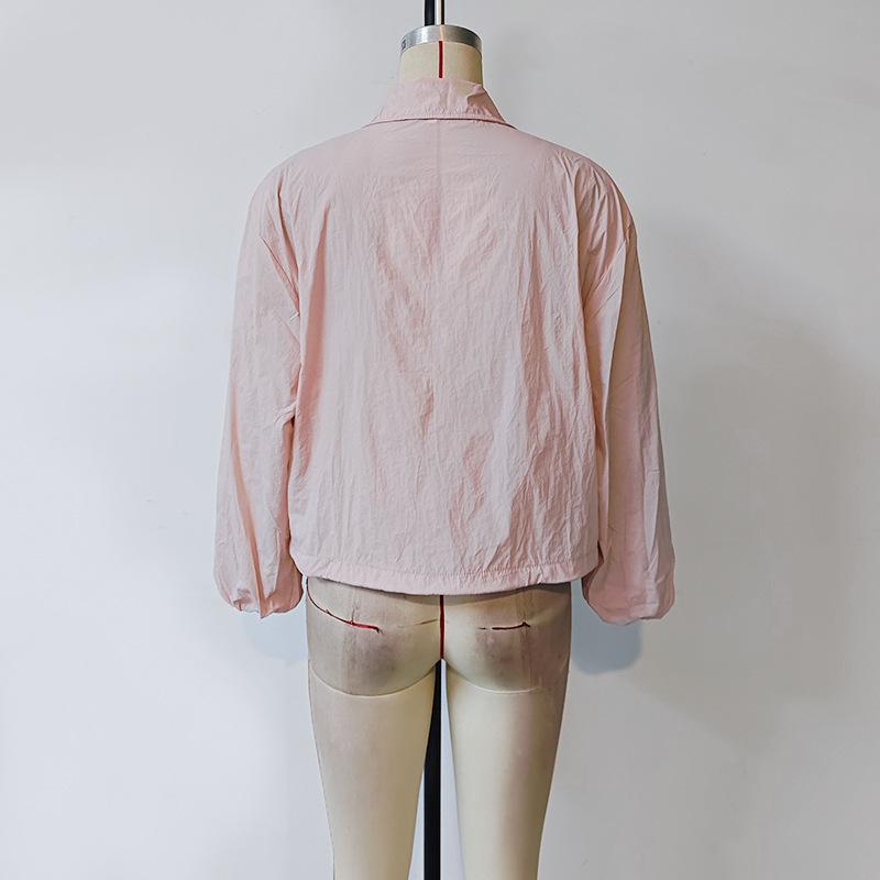 Spring and Autumn Women's Solid Colour Long Sleeve Zipper Hooded Loose Sun Protection Jacket