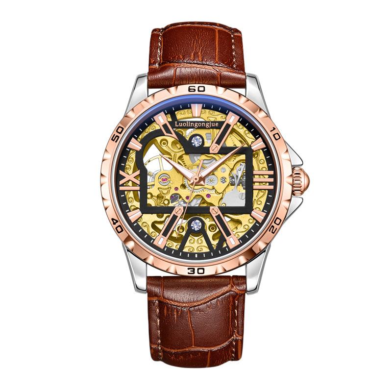 Новые Роскошные Скелетон Автоматические Механические Часы для Мужчин Светящиеся Стрелки Ремешок из Нержавеющей Стали Ретро Деловые Часы