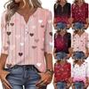 Women's T Shirt Print Button 3/4 Sleeve Daily Weekend Fashion Basic V- Neck Regular Top