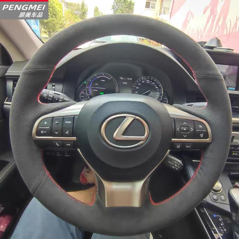 Ручная строчка Нескользящая Черно-коричневая Кожаная Накладка на руль автомобиля Для Lexus ES250 ES300h GS200 GS300h GS450h LX570