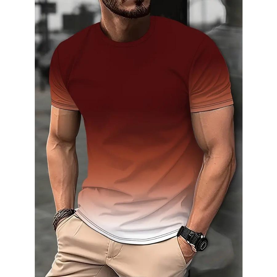 Letters Men's T-shirt 3D Printed Tees Male Simple Gradient Fashion Trend Short Sleeve T Shirts Casual Summer Clothing