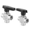 3 Way Ball Valve BSPP Female Thread Stainless Steel Valve for Water Pipe Flow ControlBSPP 1 4in