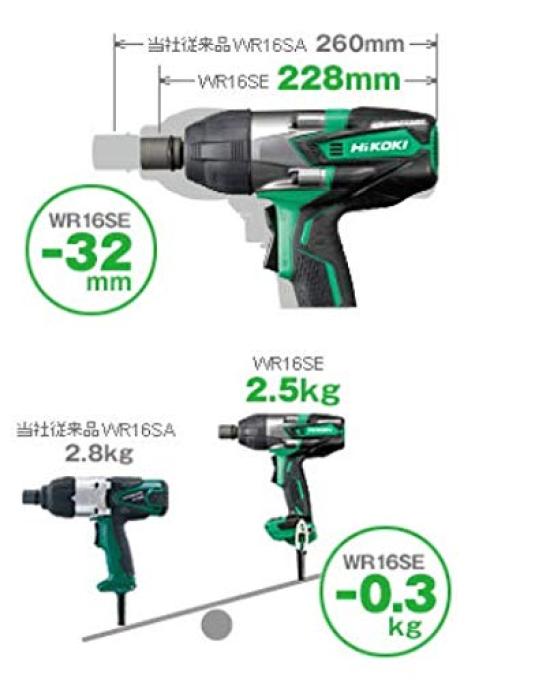 HIKOKI Ударный гайковерт, совместимый с болтами от M12 до WR16SE AC100V, высокопрочный M16мм,