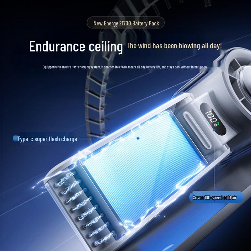 2026 Folding Handheld Fan: High-Speed Brushless Motor, Neck-Hanging, Ice Pack, Mini Portable Cooling