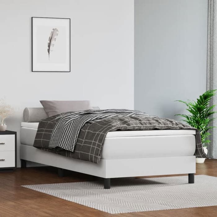 3144232 vidaXL Divan-lit Tapissier Avec Matelas Blanc 90x190 Cm Similicuir