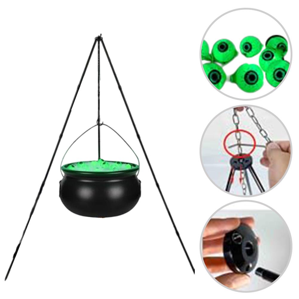 Halloween Witch Cauldron with Green Light Eyeballs for Outdoor Garden Lawn or Patio Decoration 30 7 Inch Tall Tripod