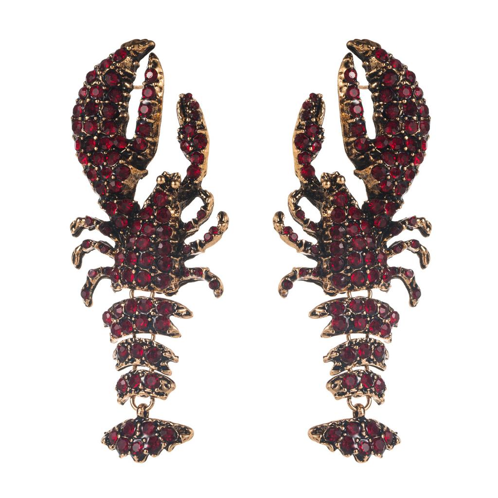 Серьги из океанической серии для женщин, модные серьги с бриллиантами в виде лобстера, стрекозы, краба, универсальные серьги-пусеты с серебряной иглой S925