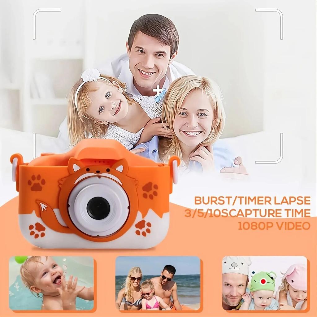 40MP HD Dual Lens Digital Kids Orange Fox Camera, Little Selfie Cameras Toys, Christmas Birthday Gifts For 6-12 Years Boys Girls