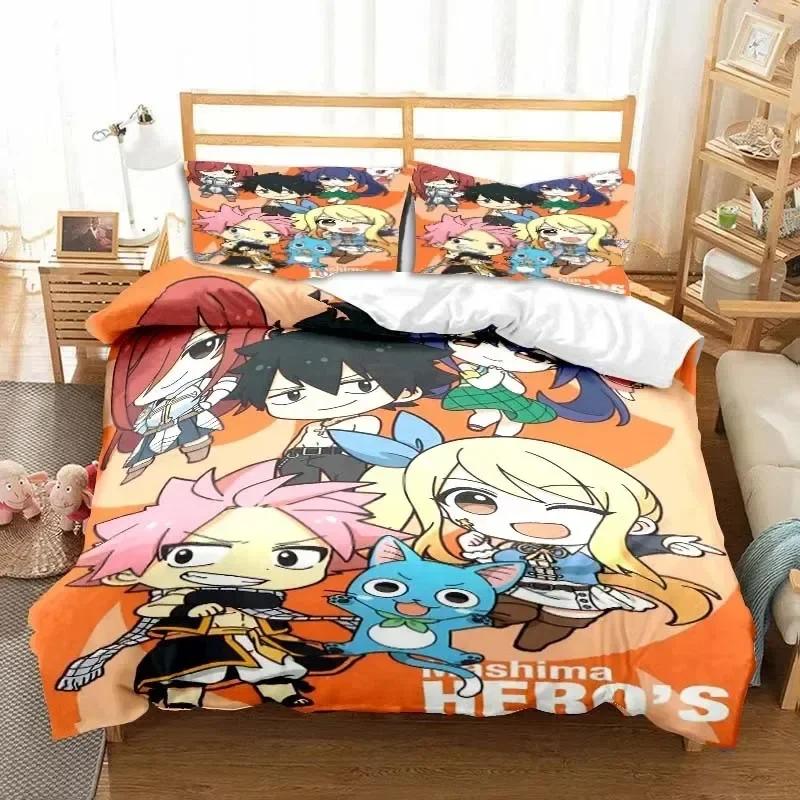 3D  Fairy Tail Bedding Set Bed Three-piece Set Duvet Cover Single Double Bed Queen Size Duvet Cover Set Adult Kid's Bedroom