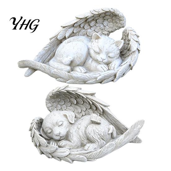 Sympathy Gifts for Loss of Pet Memorial Statue with Angel Wings, Dog/Cat Durable Resin Keepsakes Sculpture, Weather Resistant Commemorative