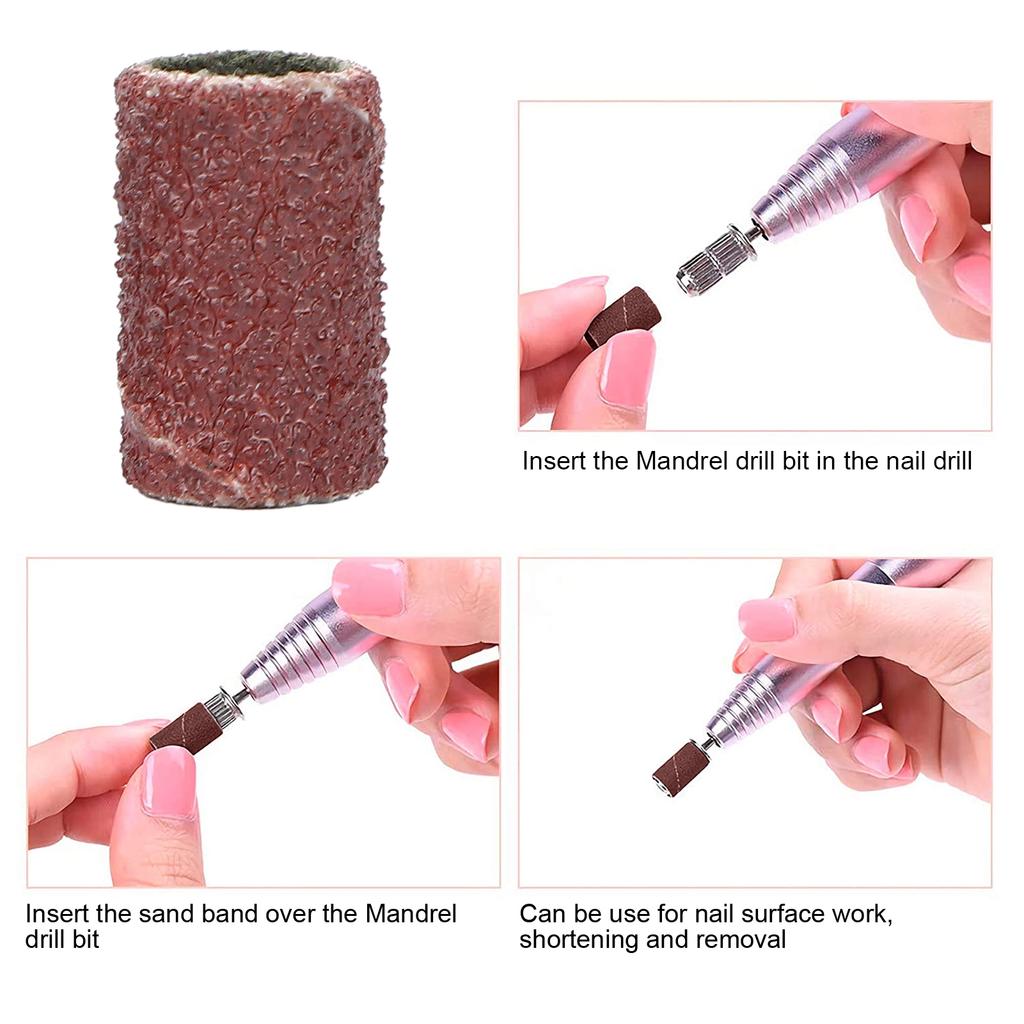 75 шт., набор шлифовальных лент для ногтей, сверла для ногтей, 80 # 120 # 180 #, коричневая зернистость с коробкой для хранения