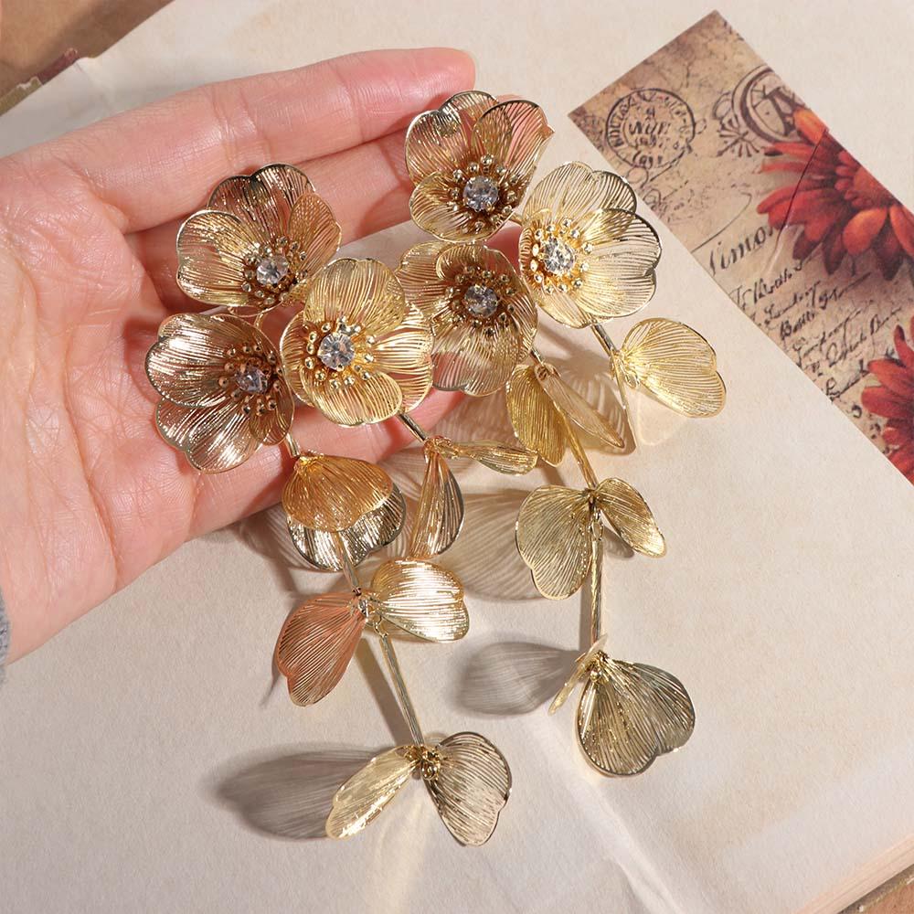 Преувеличенные женские серьги Темпераментные серьги-гвоздики Серьги с длинной кисточкой в виде большого цветка Ювелирные подарки