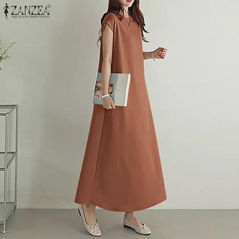 Платье 2024 года из хлопка и льна с длинными рукавами, свободными лацканами и карманами