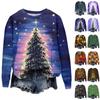 Women's Fashion Christmas Printed Long Sleeve Loose Round Neck Sweatshirt Top