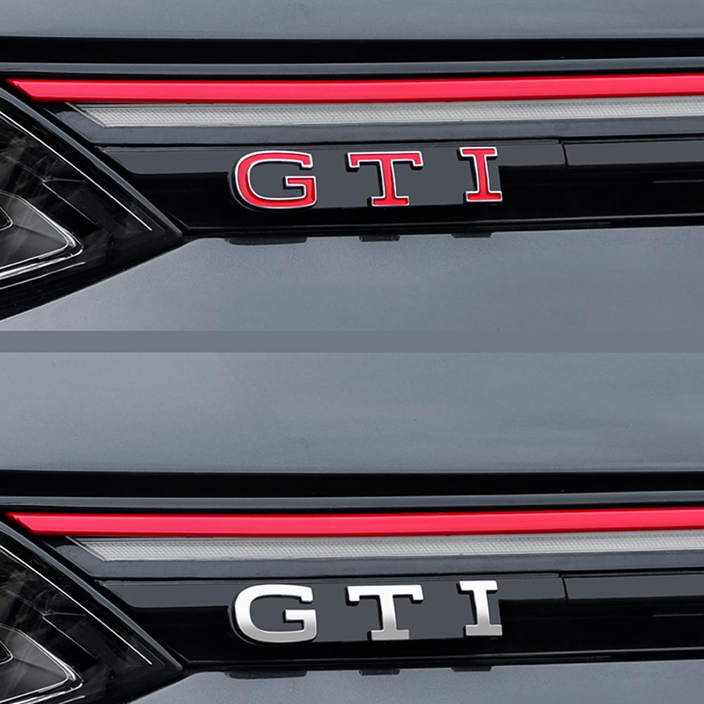 AABIL1 Car GTD GTI Logo Front Grill Emblem Trim Sticker Badge Accessorie For VW Volkswagen GTI Golf8 Polo Passat Mk6 MK7 Tiguan R RLine